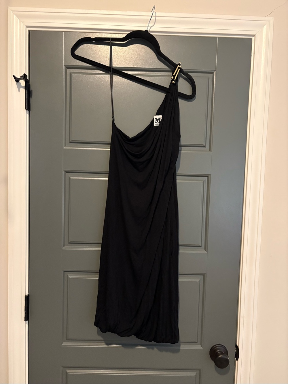 M Missoni One Shoulder Black Draped Midi Dress Size 6